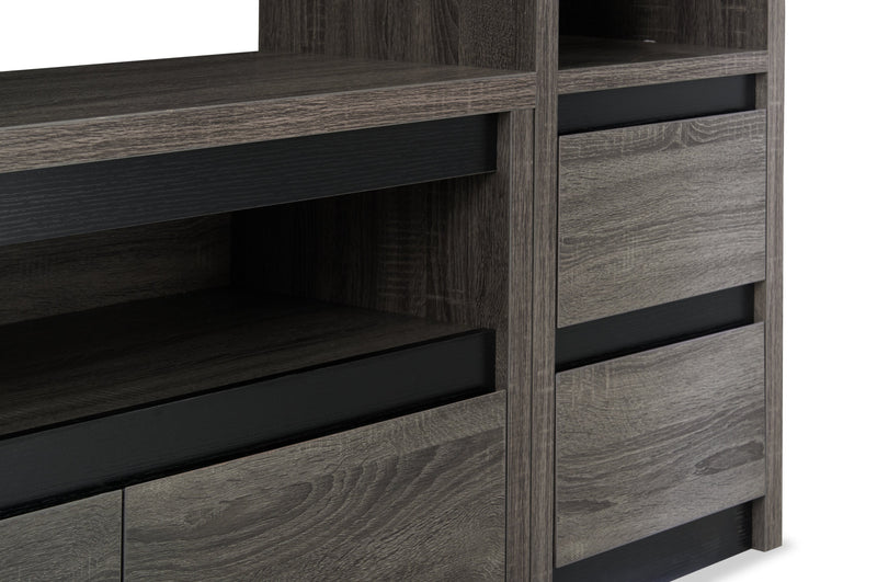 Walker 98.5\" 3-Piece Entertainment Centre with Storage and Cable Management for TVs up to 70\"- Distressed Grey