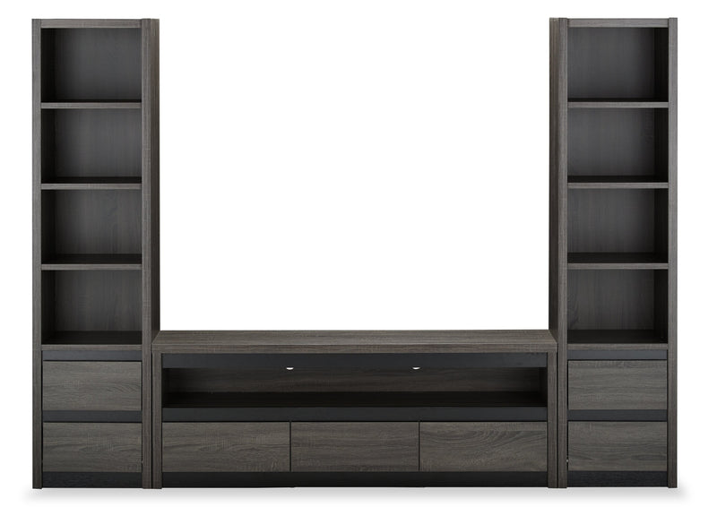 Walker 98.5\" 3-Piece Entertainment Centre with Storage and Cable Management for TVs up to 70\"- Distressed Grey