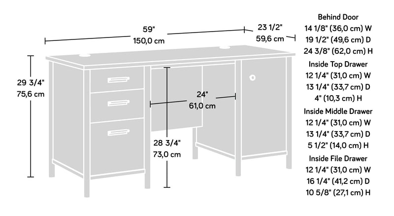 Whitaker Point 59.06\" Commercial Grade Computer Office Desk with 3-Drawers & Cabinet - Natural Maple