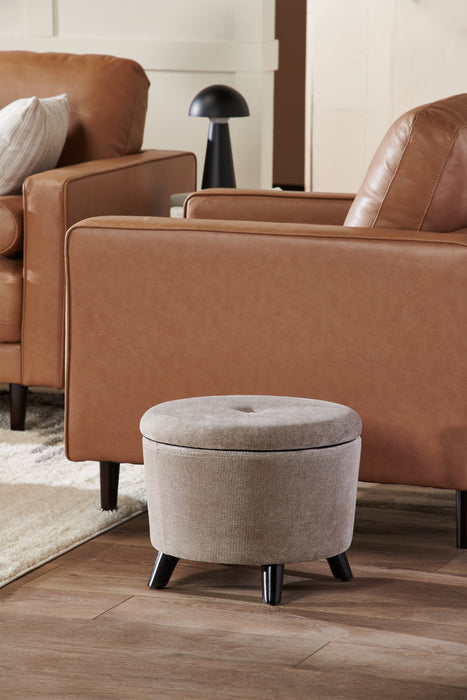 Winnipeg 17.5\" Round Fabric Storage Ottoman - Grey