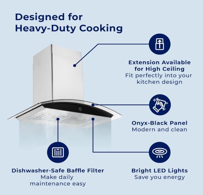 Hauslane Chef 30\" Convertible Wall Mount Range Hood - WM-639SS-30