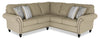 Made in Canada Wynn 2-Piece Chenille Fabric Sectional with Nailhead Trim and Wood Bun Legs - Taupe