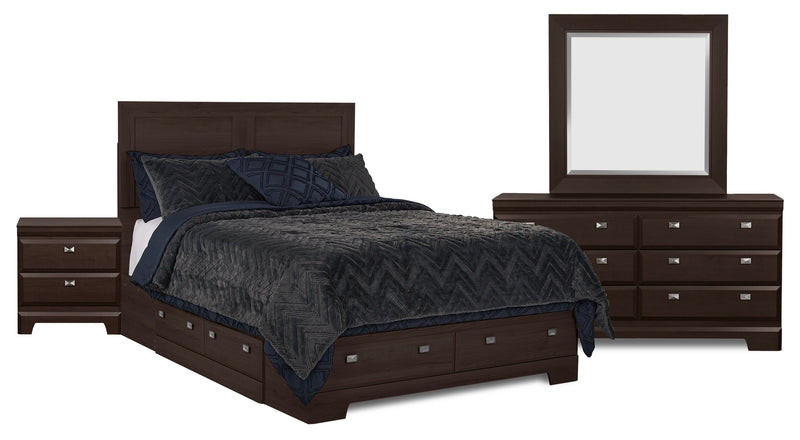 Yorkdale 6-Piece Queen 6 Drawer Storage Bedroom Package - Brown