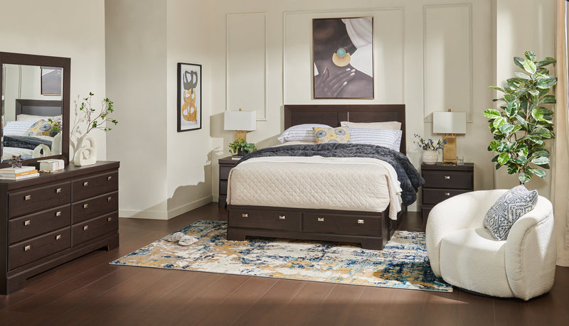 Yorkdale Queen 6 Drawer Storage Bed - Brown