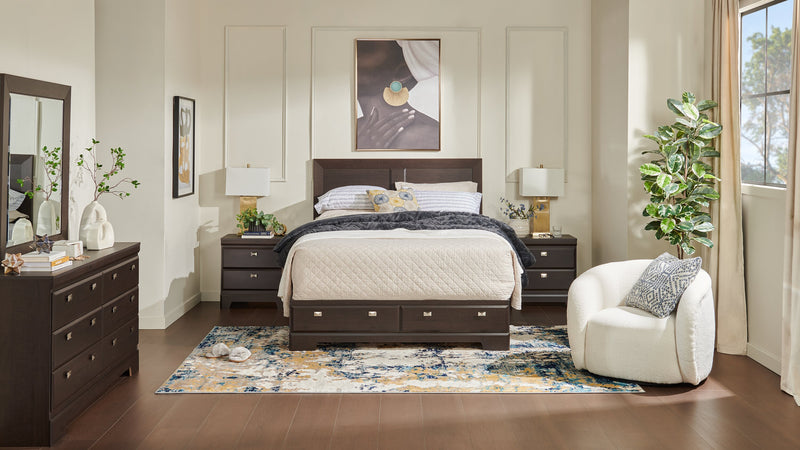 Yorkdale Queen 6 Drawer Storage Bed - Brown