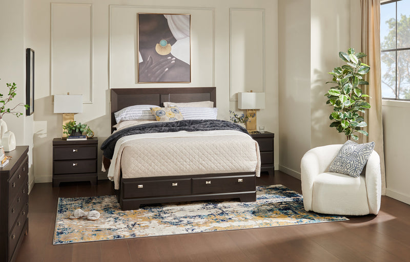 Yorkdale Queen 6 Drawer Storage Bed - Brown