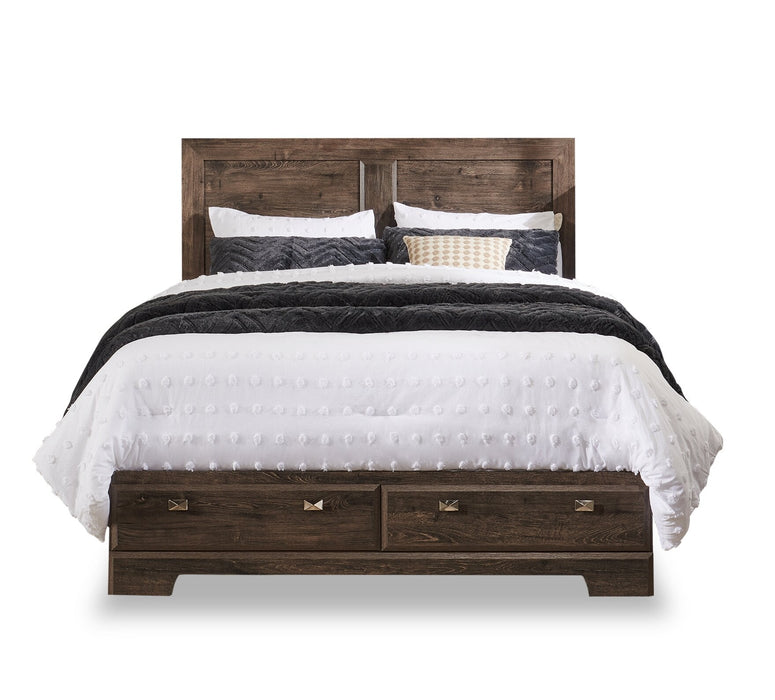 Yorkdale 6-Drawer Platform Bed with Headboard & Storage Frame, Made in Canada, Grey - Queen Size