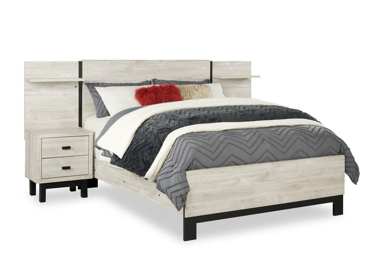 Zen Pier Bed with Headboard, Frame, Nightstands & Piers, USB, LED, Light Grey - King Size