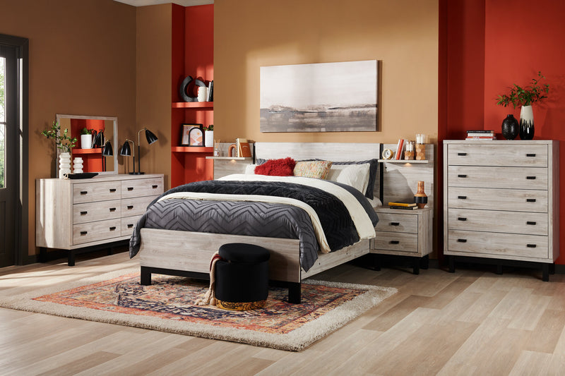 Zen Bedside 2-Drawer Nightstand with Built-in Charging Ports, 21.3\"W x 25\"H - Grey