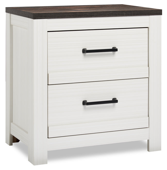 Zoey Bedside 2-Drawer Nightstand, 24.4\"W x 24.9\"H - Two-tone White & Brown