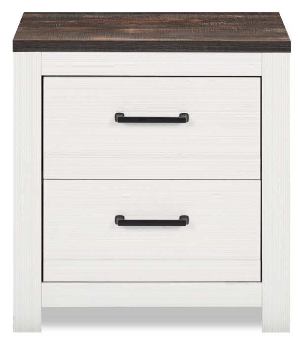 Zoey Bedside 2-Drawer Nightstand, 24.4\"W x 24.9\"H - Two-tone White & Brown