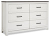 Zoey Bedroom 6-Drawer Dresser, 58.3\"W x 37.1\"H - Two-tone White & Brown