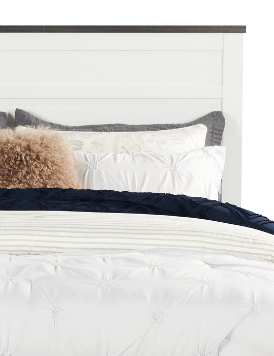 Zoey Panel Bed, Two-tone White & Brown - Queen Size