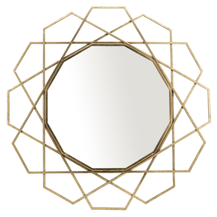 Gold 35\" Metal Geometric Mirror