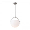 Single Opal Glass Satin Nickel Pendant