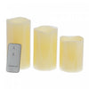 LED 3 Pc Wave Top Unscented Ivory Gift Set with Remote Candle