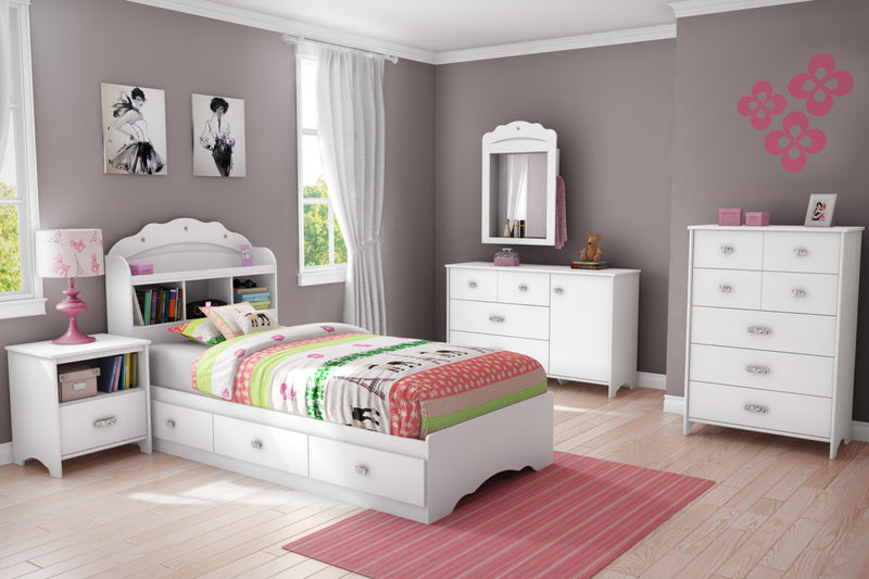 Tiara Twin Mates Bed With 3 Drawers - Pure White