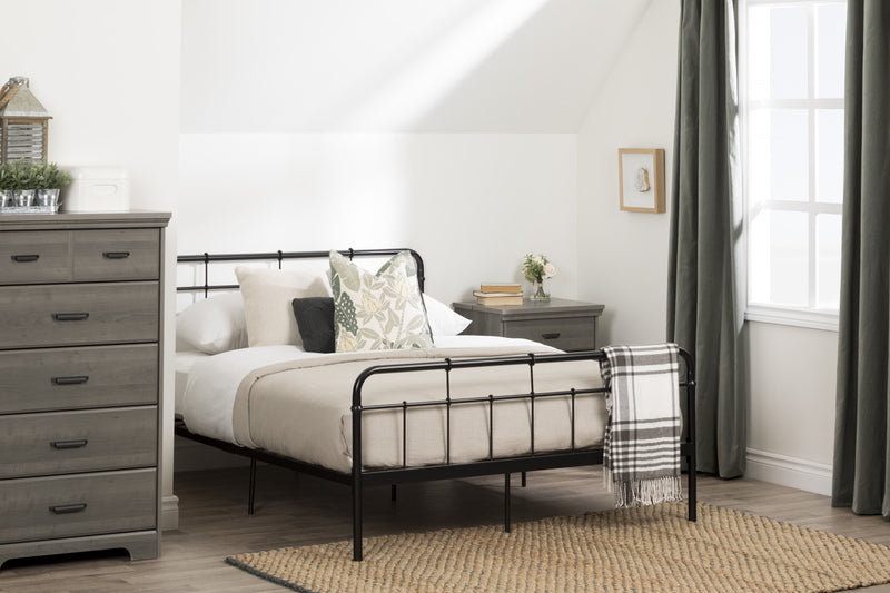 Versa Full Metal Platform Bed - Pure Black