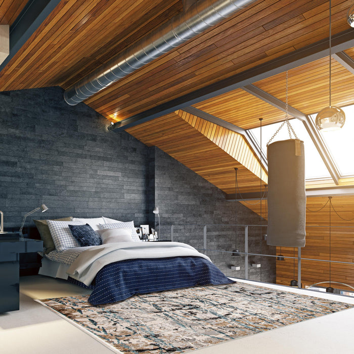 Tahi Blue, Grey, Taupe Rug 5'3\" X 7'3\" Area Rug