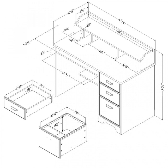 Versa Computer Desk With Hutch - Grey Maple