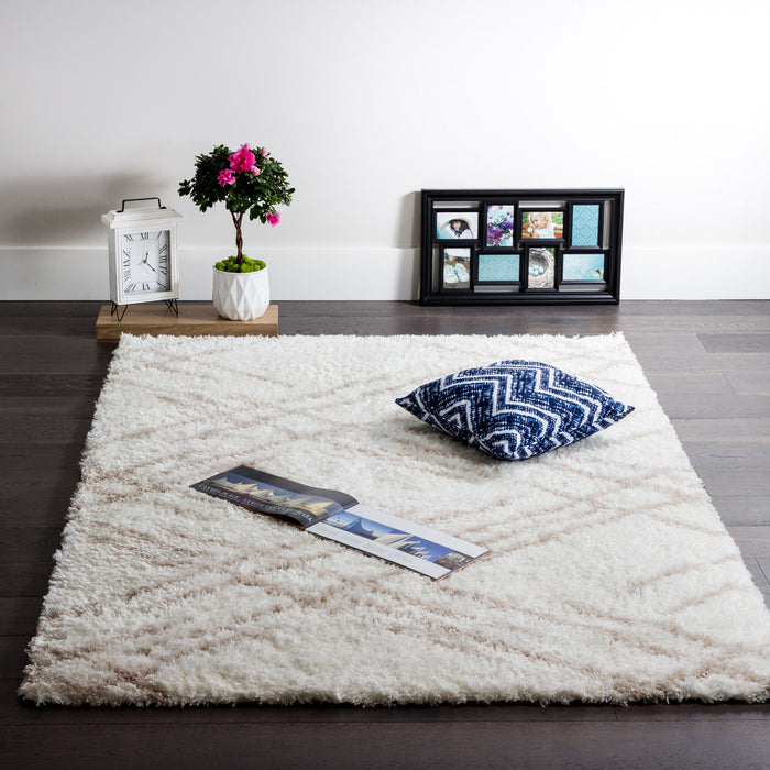 Ker Cream Lines 3x5 Area Rug