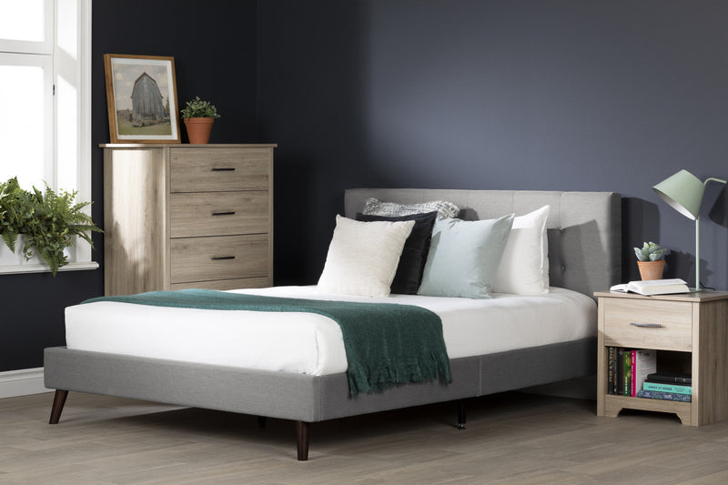 Fusion Full Complete Upholstered Bed - Soft Grey
