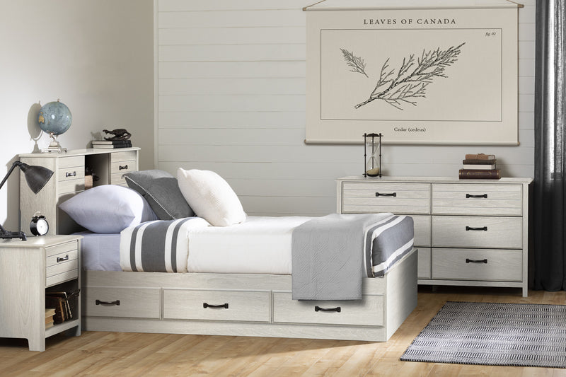 Ulysses Bookcase Headboard - Winter Oak