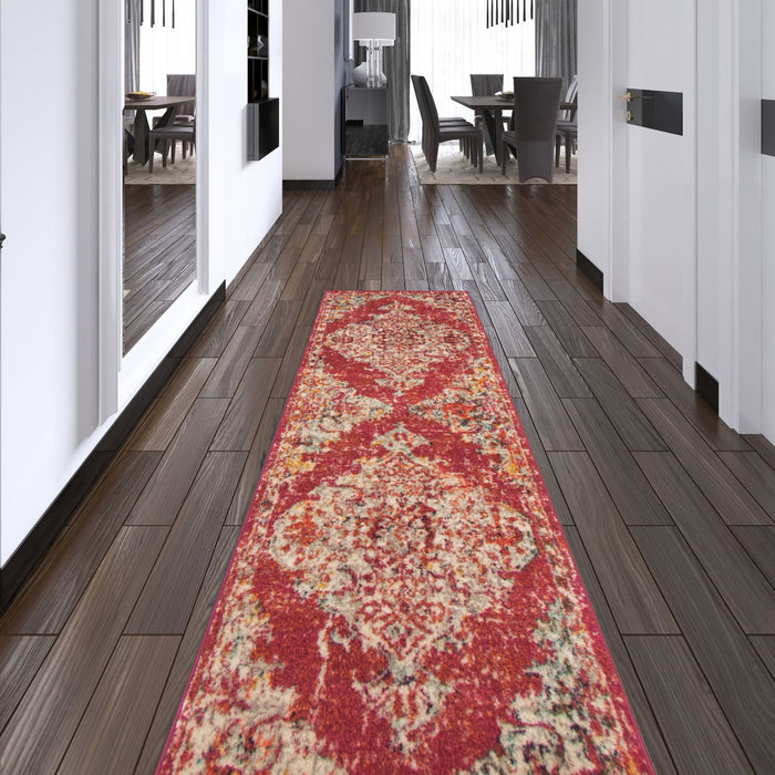 Raina Vintage Rose-Red Area Rug - 2'7\" x 10'0\"