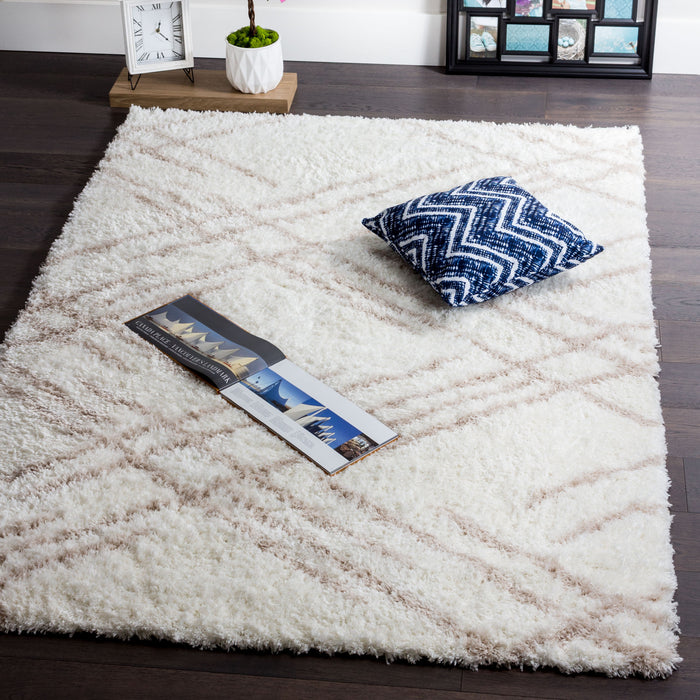 Ker Cream Lines 3x5 Area Rug