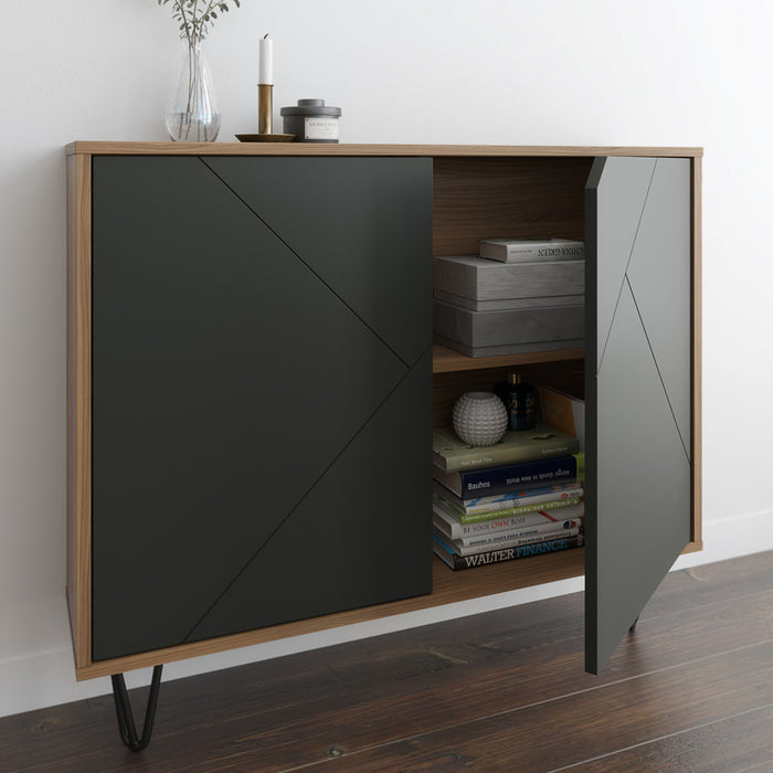Nordika 2-Door Accent Cabinet - Nutmeg/Charcoal