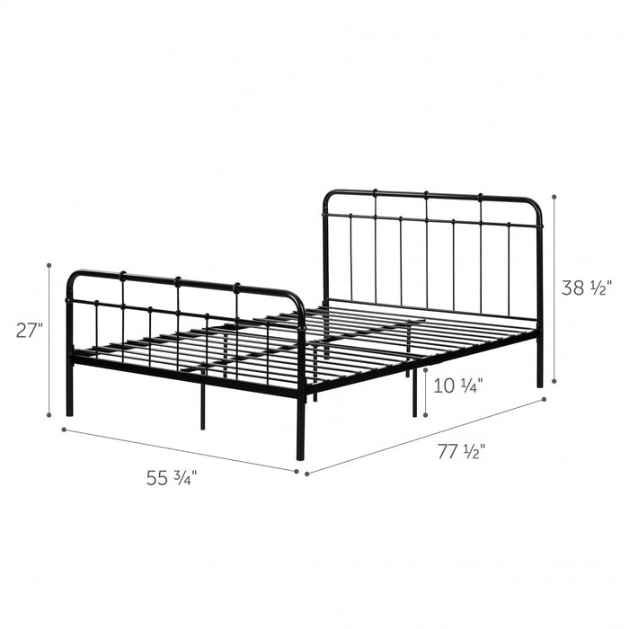 Versa Full Metal Platform Bed - Pure Black