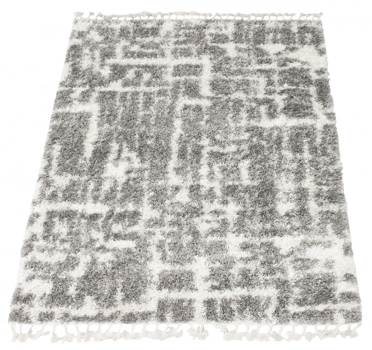Helma Urban Cream, Dark Grey Shag 6'7\" X 9'6\" Area Rug