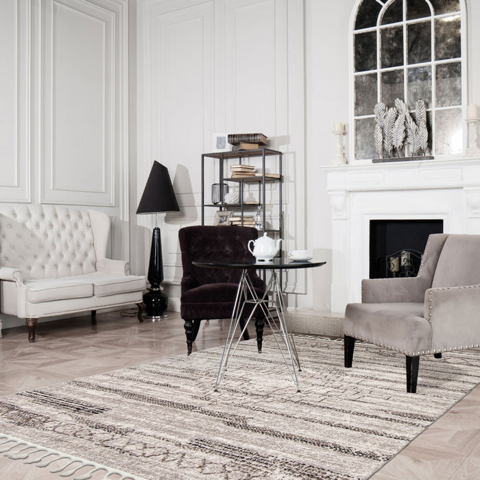 Vera Aztec Ivory/Grey Area Rug - 7'10\" x 10'5\"