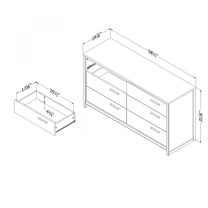 Tao 6-Drawer Dresser - Natural Walnut