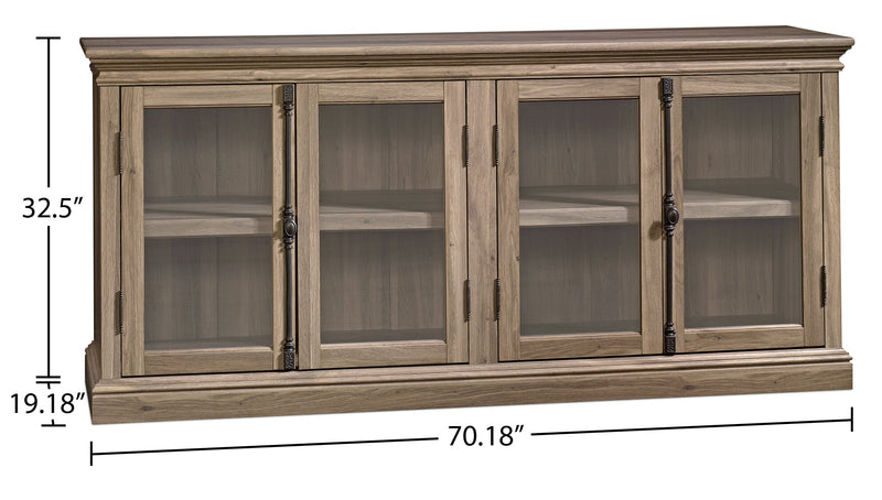 Barrister Lane 70\" Rustic TV Stand with Storage and Cable Management for TVs up to 80\"- Oak