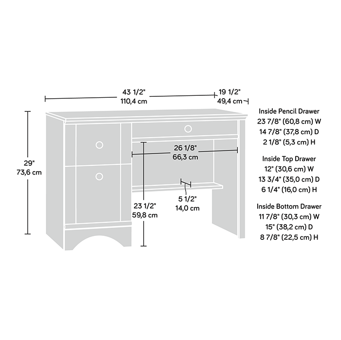 Harbor View 43.47\" Computer Office Desk - Salt Oak