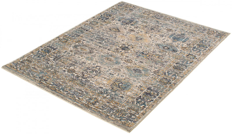 Bolivar Yalameh Blue-Ivory Area Rug - 5'3\" x 7'6\"