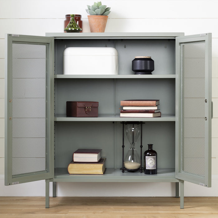Crea Metal Mesh 2-Door Accent Cabinet - Sage Green