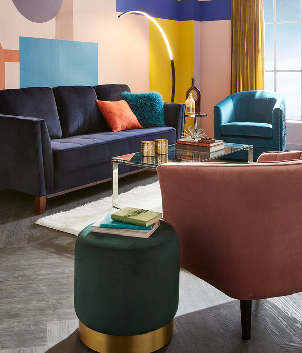 Phebe 16.5\" Storage Ottoman with Gold Trim Base - Green