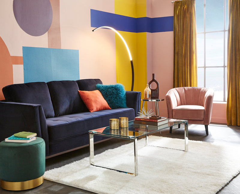 Brinley 29\" Velvet Fabric Accent Chair with Wood Legs - Pink