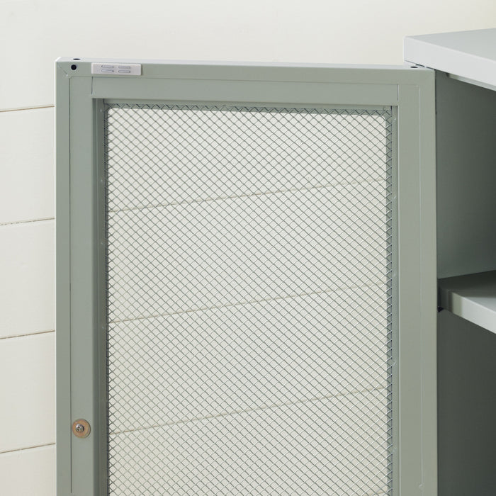 Crea Metal Mesh 2-Door Accent Cabinet - Sage Green