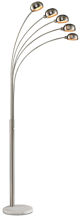 88\" Modern Brushed Steel 5-Light Peacock Floor Lamp