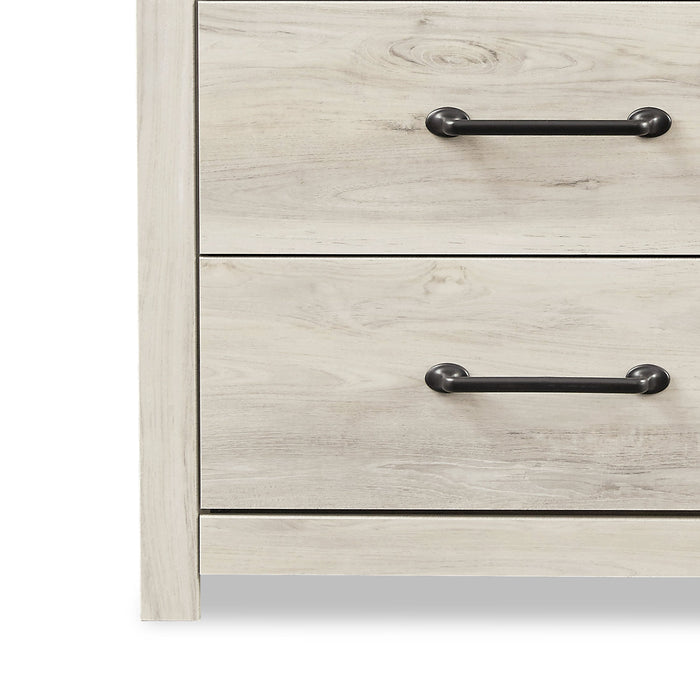 Abby 6pc Bedroom Set with Panel Bed, Dresser, Mirror & Nightstand, LED, USB, White - Full Size