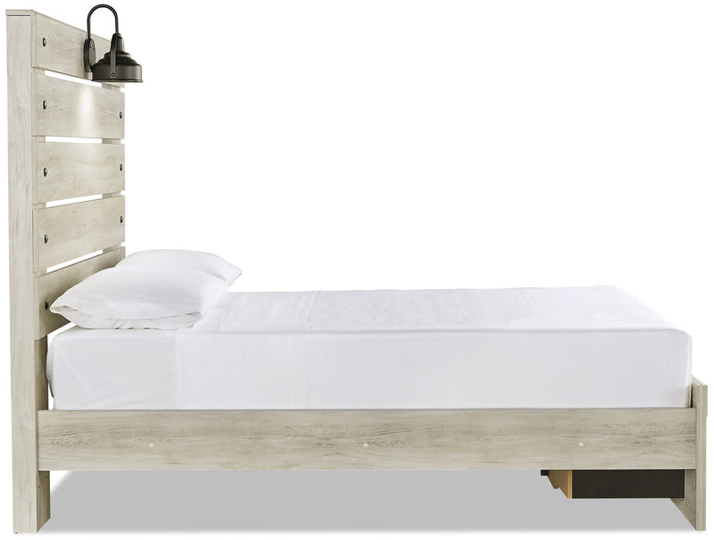 Abby Storage Bed with LED Light & USB Ports, White - Full Size