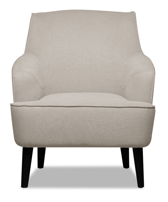 Aimy 28\" Linen Look Fabric Accent Chair with Cylindrical Wood Legs - Light Grey