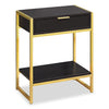 Alice 19.5\" Accent Table With Storage & Shelf - Cappuccino with Gold Accents