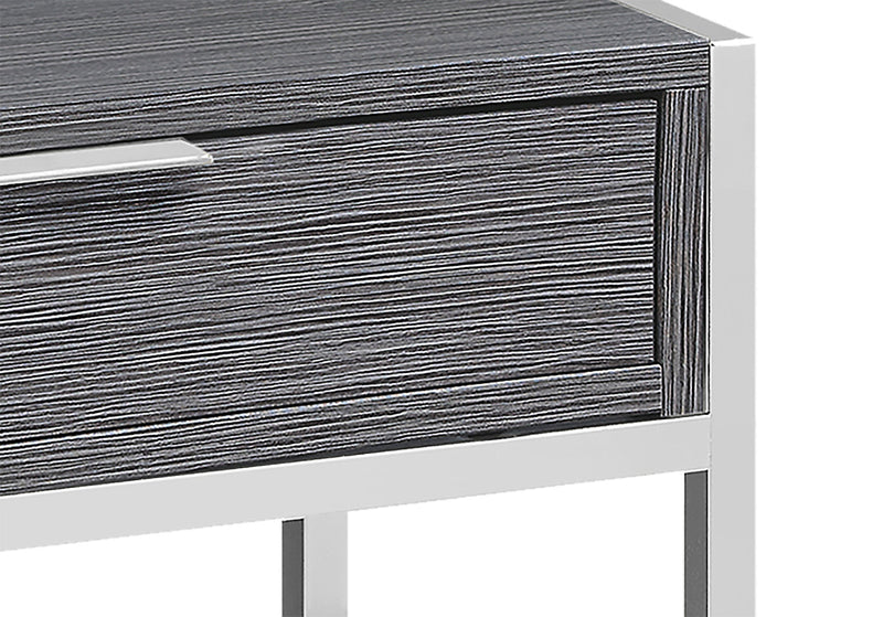 Alice 19.5\" Accent Table With Storage & Shelf - Grey with Chrome Accents