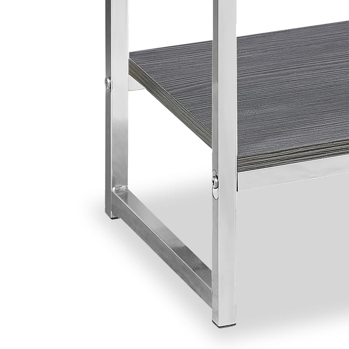 Alice 19.5\" Accent Table With Storage & Shelf - Grey with Chrome Accents