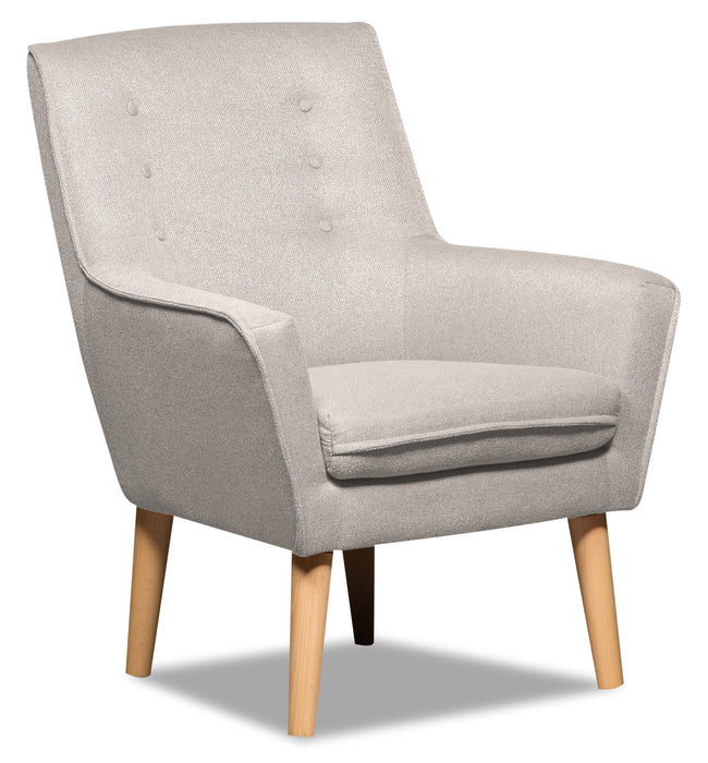 Arni 28\" Linen-Look Fabric Accent Chair with Wood Legs - Grey