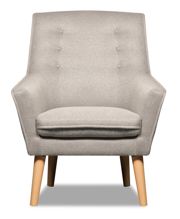 Arni 28\" Linen-Look Fabric Accent Chair with Wood Legs - Grey